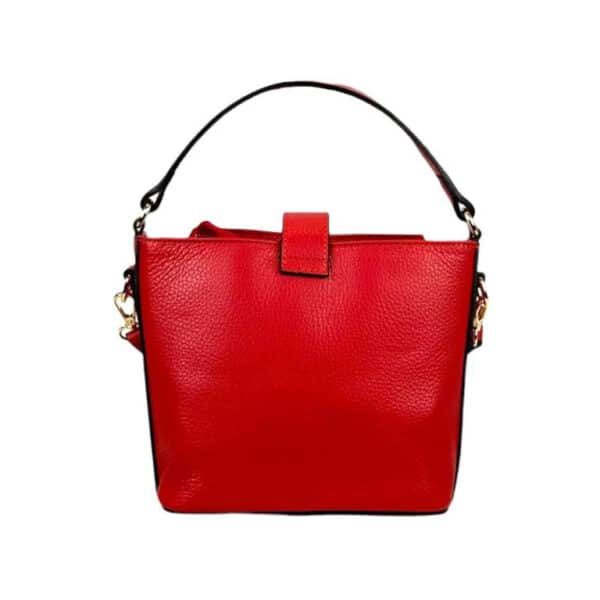 Bolso de Mano Piel Italiana con Compartimento Frontal y Asa Corta para Mujer