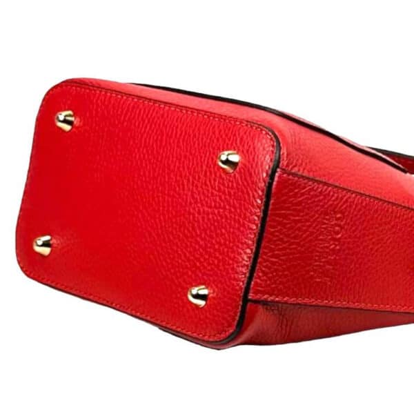 Bolso de Mano Piel Italiana con Compartimento Frontal y Asa Corta para Mujer