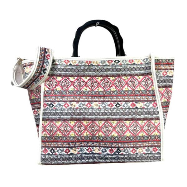 Amplio Bolso Sintético tipo Tote de Mujer con Neceser Interior y Asas Cortas