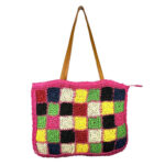 Amplio Bolso de Papel para Verano Multicolor con Asas Largas de Mujer