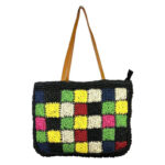 Amplio Bolso de Papel para Verano Multicolor con Asas Largas de Mujer