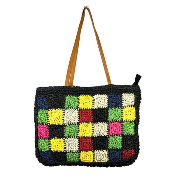 Amplio Bolso de Papel para Verano Multicolor con Asas Largas de Mujer