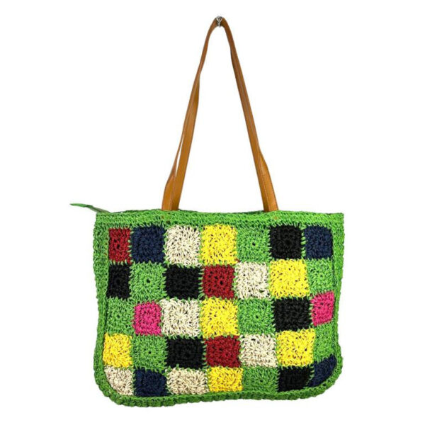 Amplio Bolso de Papel para Verano Multicolor con Asas Largas de Mujer