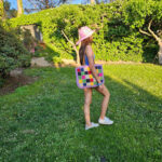 Amplio Bolso de Papel para Verano Multicolor con Asas Largas de Mujer