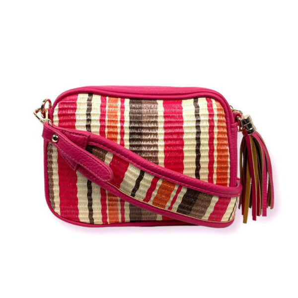 Bolso Bandolera Sintética Multicolor de Mujer con Pompón Decorativo
