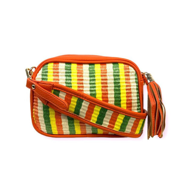 Bolso Bandolera Sintética Multicolor de Mujer con Pompón Decorativo