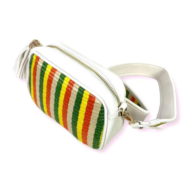 Bolso Bandolera Sintética Multicolor de Mujer con Pompón Decorativo