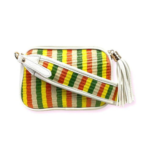 Bolso Bandolera Sintética Multicolor de Mujer con Pompón Decorativo