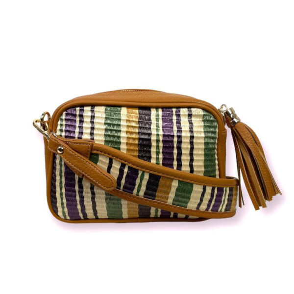 Bolso Bandolera Sintética Multicolor de Mujer con Pompón Decorativo