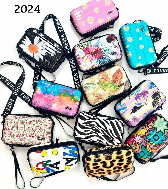 Bolsito Sintético y Compacto con 2 Cremalleras, Tipo Maleta y Diseño Colorido