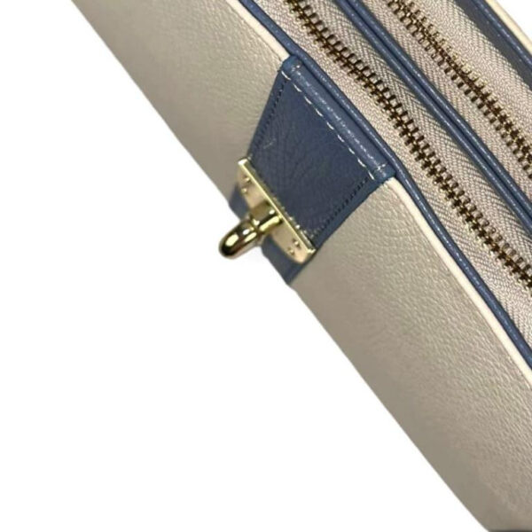 Bolso de Mano en Piel Italiana con 2 Bolsillos de Cremallera para Mujer