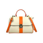 Bolso de Mano en Piel Italiana con 2 Bolsillos de Cremallera para Mujer