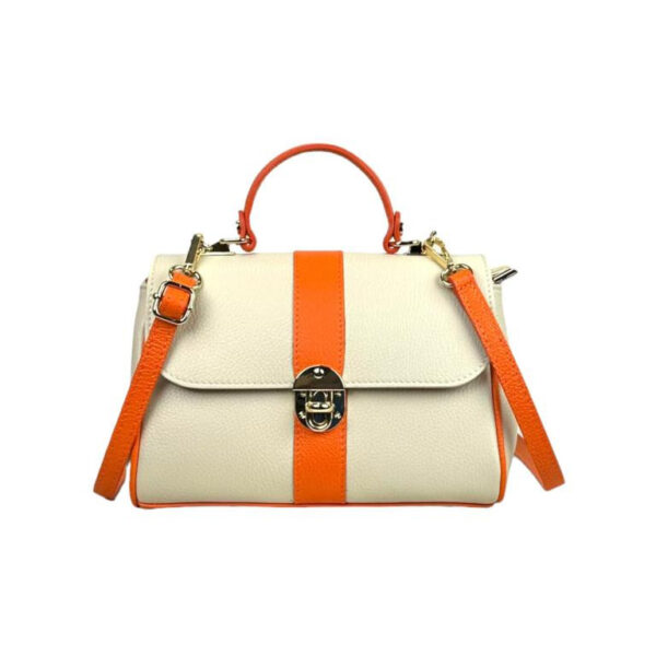 Bolso de Mano en Piel Italiana con 2 Bolsillos de Cremallera para Mujer