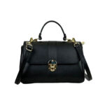 Bolso de Mano en Piel Italiana con 2 Bolsillos de Cremallera para Mujer