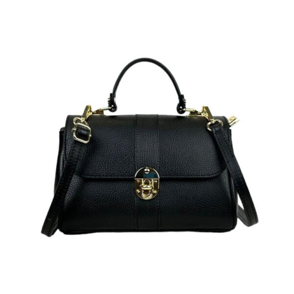 Bolso de Mano en Piel Italiana con 2 Bolsillos de Cremallera para Mujer