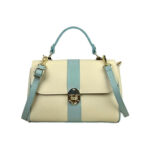 Bolso de Mano en Piel Italiana con 2 Bolsillos de Cremallera para Mujer