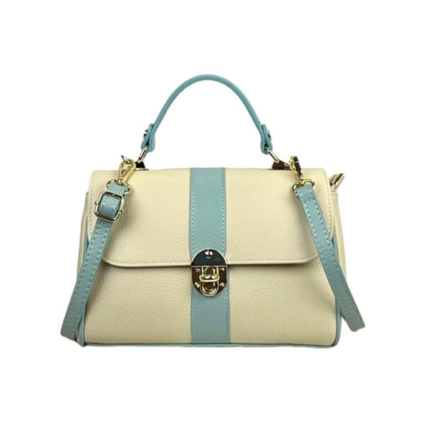 Bolso de Mano en Piel Italiana con 2 Bolsillos de Cremallera para Mujer