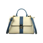 Bolso de Mano en Piel Italiana con 2 Bolsillos de Cremallera para Mujer