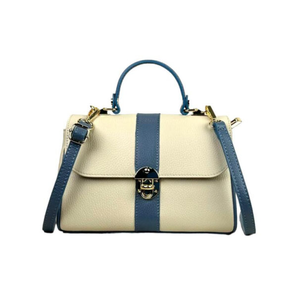 Bolso de Mano en Piel Italiana con 2 Bolsillos de Cremallera para Mujer