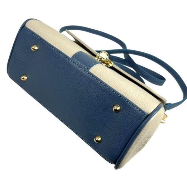 Bolso de Mano en Piel Italiana con 2 Bolsillos de Cremallera para Mujer