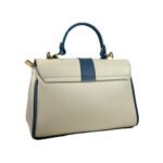 Bolso de Mano en Piel Italiana con 2 Bolsillos de Cremallera para Mujer