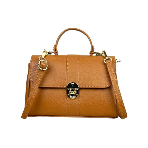 Bolso de Mano en Piel Italiana con 2 Bolsillos de Cremallera para Mujer