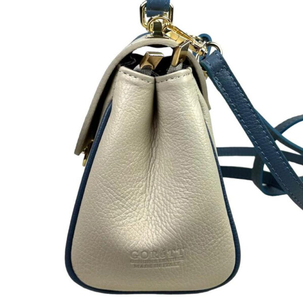 Bolso de Mano en Piel Italiana con 2 Bolsillos de Cremallera para Mujer