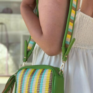 Bolso Bandolera Sintética Multicolor de Mujer con Pompón Decorativo