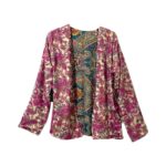 Kimono Reversible Corto de Seda para Mujer con Diseño Exclusivo y Talla Única - Imagen 7