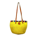 Capazo Artesanal Africano con Asas Largas de Piel DIY y Cremallera para Mujer