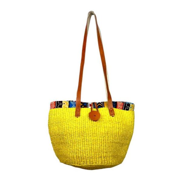 Capazo Artesanal Africano con Asas Largas de Piel DIY y Cremallera para Mujer