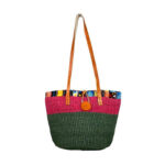 Capazo Artesanal Africano con Asas Largas de Piel DIY y Cremallera para Mujer