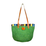 Capazo Artesanal Africano con Asas Largas de Piel DIY y Cremallera para Mujer