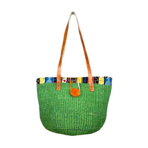 Capazo Artesanal Africano con Asas Largas de Piel DIY y Cremallera para Mujer