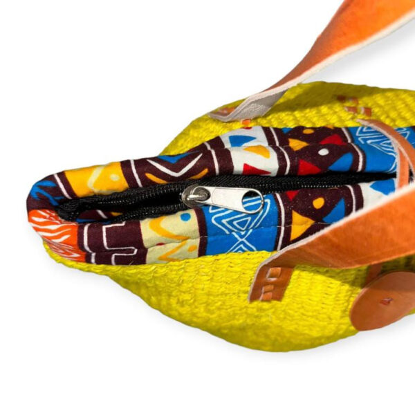 Capazo Artesanal Africano con Asas Largas de Piel DIY y Cremallera para Mujer