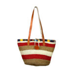 Capazo Artesanal Africano con Asas Largas de Piel DIY y Cremallera para Mujer