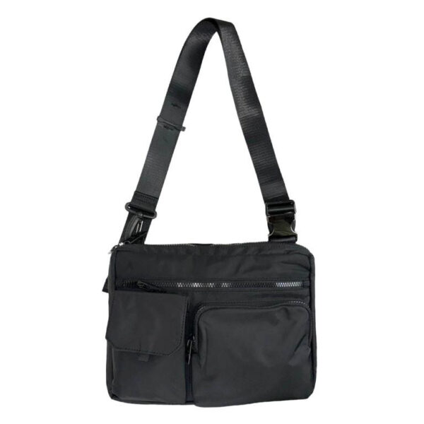 Bolso Bandolera Nylon para Mujer con 3 Bolsillos Frontales y Tira Ajustable