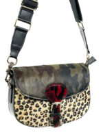 Bolso piel Satchel de animal print con pelo - Imagen 9