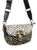 Bolso piel Satchel de animal print con pelo - Imagen 7