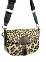 Bolso piel Satchel de animal print con pelo - Imagen 4