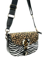 Bolso piel Satchel de animal print con pelo - Imagen 5