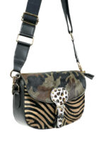 Bolso piel Satchel de animal print con pelo - Imagen 8
