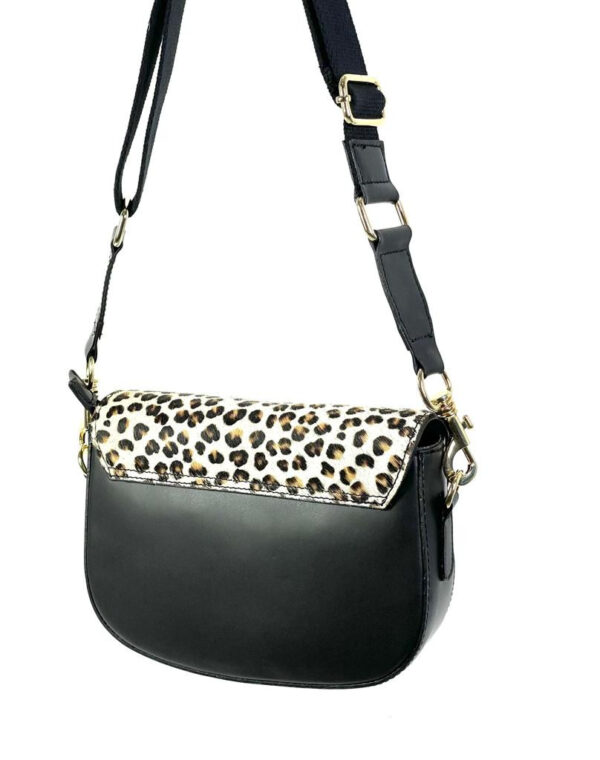 Bolso piel Satchel de animal print con pelo - Imagen 3