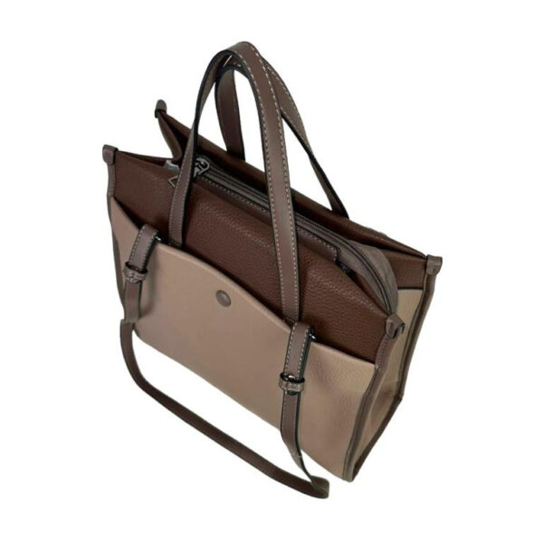 Amplio Bolso Sintético de Mano con Asas Largas y 3 Compartimentos de Mujer