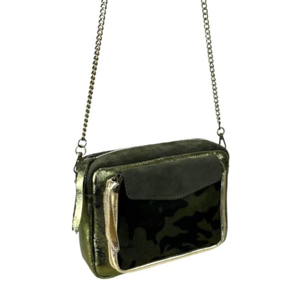 Bolso Bandolera de Piel con Diseño Animal Print y Cremallera para Mujer