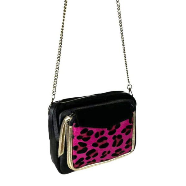 Bolso Bandolera de Piel con Diseño Animal Print y Cremallera para Mujer
