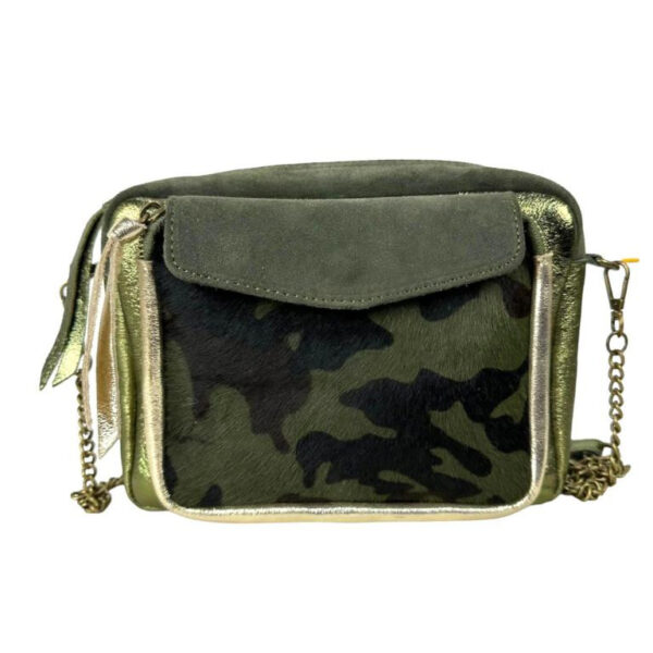 Bolso Bandolera de Piel con Diseño Animal Print y Cremallera para Mujer