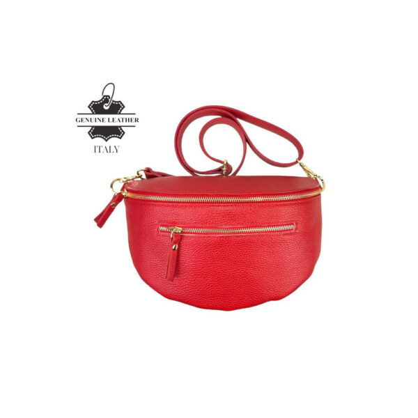 Amplia Riñonera de Piel Italiana para Mujer con Bolsillo Frontal y Cremallera - Imagen 13