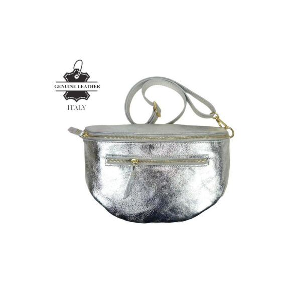 Amplia Riñonera de Piel Italiana para Mujer con Bolsillo Frontal y Cremallera - Imagen 14