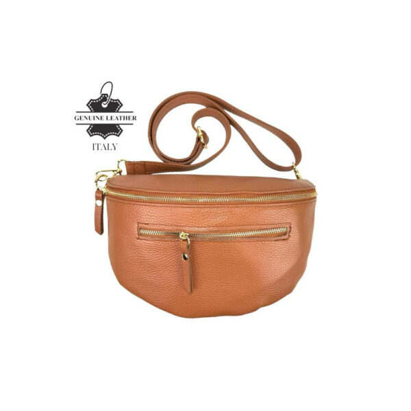 Amplia Riñonera de Piel Italiana para Mujer con Bolsillo Frontal y Cremallera - Imagen 15